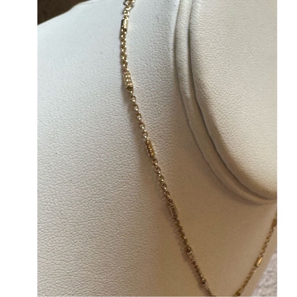 Dainty Gold-Tone Tube and Chain link Necklace 16” - Picture 14 of 14